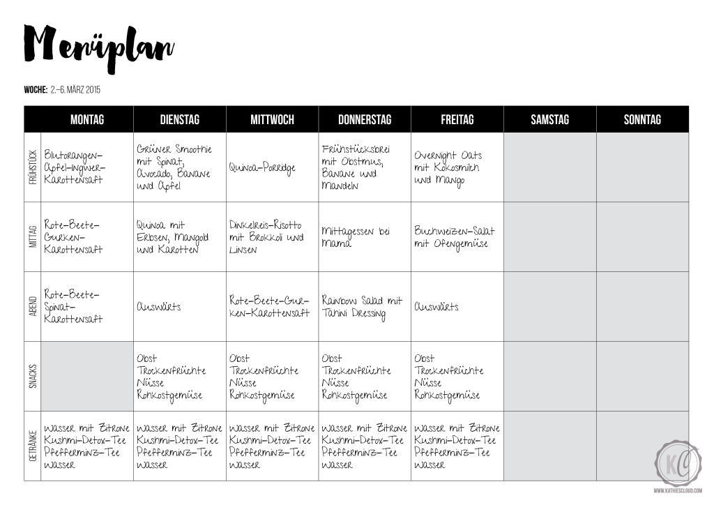 Salzburgdetox Menüplan