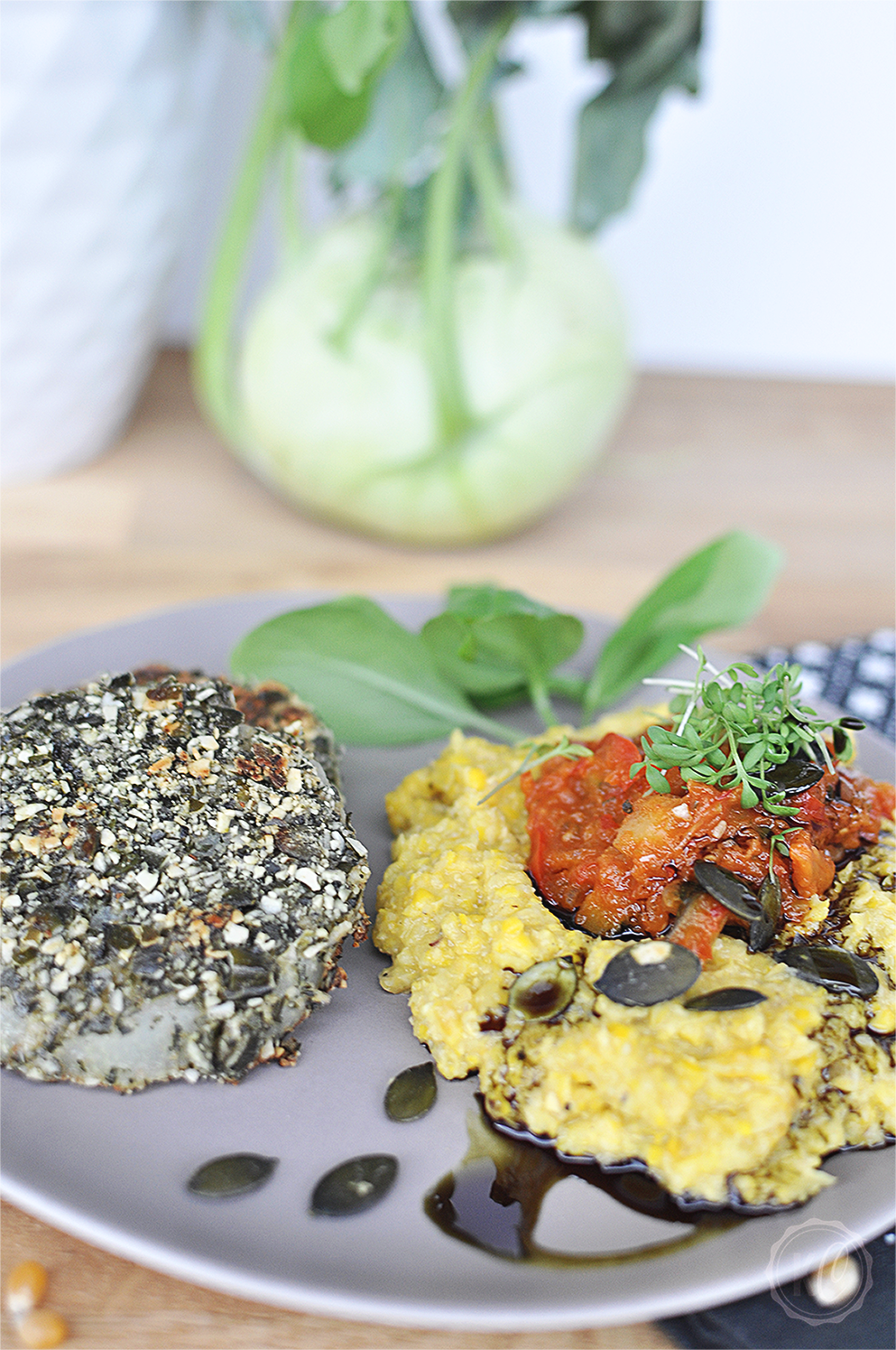 Kohlrabischnitzel mit frischer Polenta