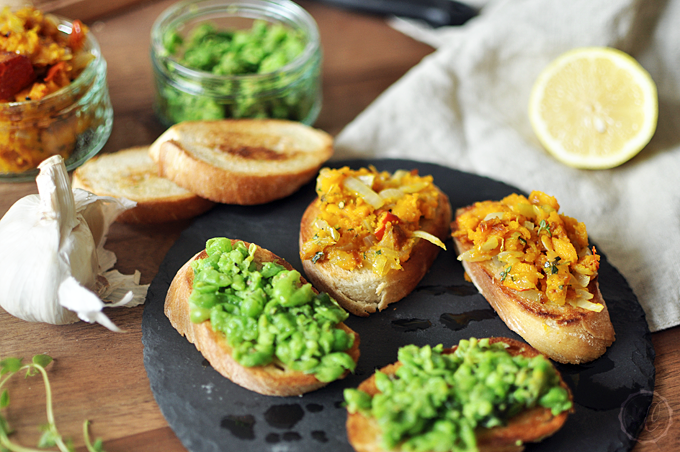 Bruschetta mit Kürbis und Erbsen - Kathie&amp;#39;s Cloud