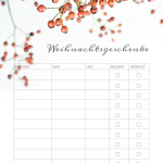 Weihnachtsgeschenke Liste