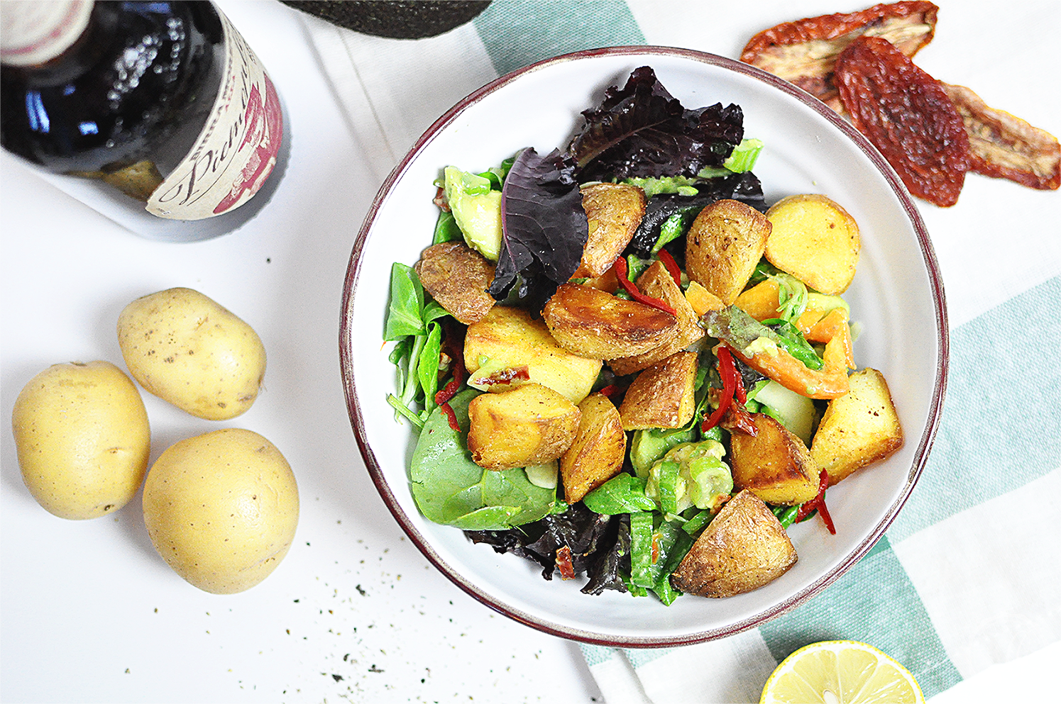 Bratkartoffelsalat mit getrockneten Tomaten