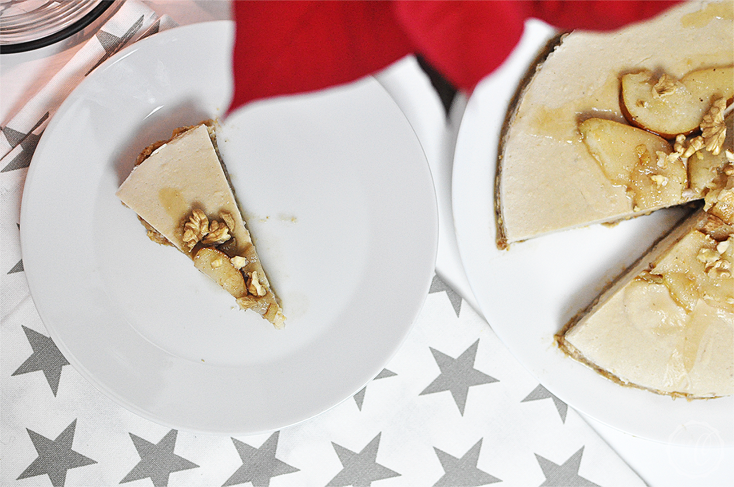 #healthyxmasfood Cashew-Cheesecake mit Birnen-Zimt-Kompott